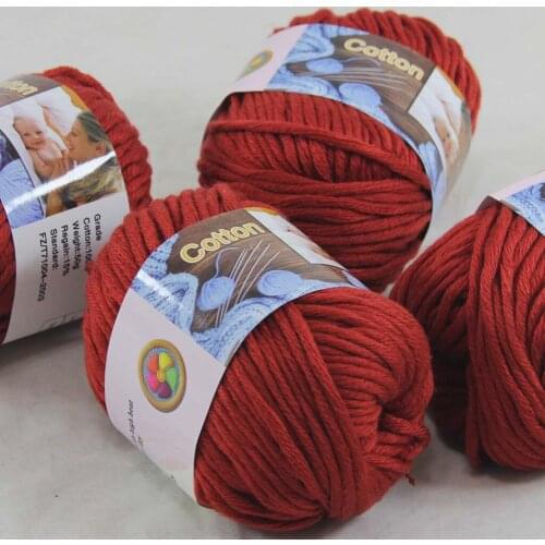 Sale 4 Ball x 50g Super Soft Pure Cotton Chunky Shawl Hand Knitting Womens Yarn Poppy Red 422-18-4