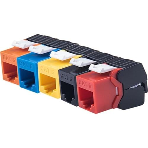 Cat6 Jack Modules RJ45 Tool Less Cat 6 Keystone Jack Tool Free Repeatable Using Cat 6 Female For 23-26AWG Cable 15u" Gold Plated