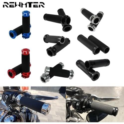 2xMotorcycle 1'' 25mm Handlebar Hand Grip Black/Chrome/Red/Blue For Harley Dyna Softail Sportster 1200 883 Touring Street Glide