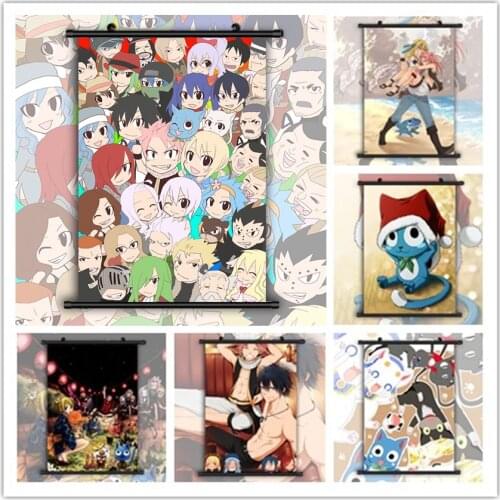 Fairy Tail Natsu Lucy Gray Happy Anime Posters Canvas Painting Wall Decor Wall Art Picture for Living Room Decor Home Decor