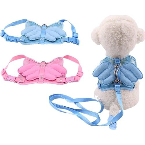 Angel Wing Cat Harness Pet Small Dog Clothes Puppy Rabbit Cute Collar Outdoor Walking Leash Adjustable Bunny Leash Rope