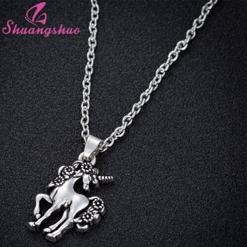 Shuangshuo Unicorn Necklaces & Pendants Unicorn Jewelry Fairy Tale Fantasy Jewelry Unicorn Animal Clavicle Pendant Necklace Gift