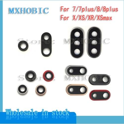 10pcs/lot Back Rear Camera Glass Lens Ring Cover For iPhone 7 8 Plus X XR XS Max with frame holder Replacement Parts