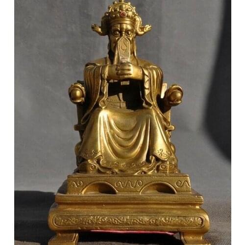 Old Chinese Feng Shui brass wealth auspicious wealth God mammon statue