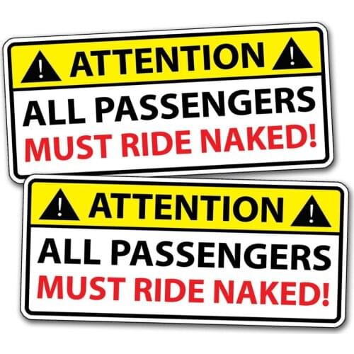 Funny Warning Sticker Passenger Ride NAKED Motorcycle Bike RZR Off Road Graphic