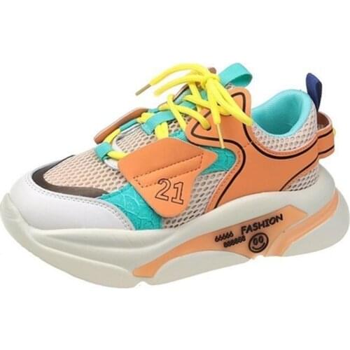 RASMEUP 2021 Designer Sneakers Women Shoes Basket Femme Fashion Breathable Thick Bottom Platform Chunky Sneakers Woman