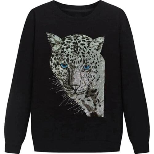 Winter 2021 Mens Hoodie Thicken Warm Skull Style Hot Diamond Heavy Craft Rhinestone Ladies O-Neck Long Sleeve Pullover 5XL
