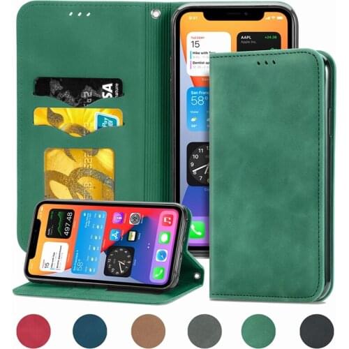 10Pcs for iPhone 6 7 8 X XS XR 11 12 Pro Max High Quality Skin Friendly PU Leather Flip Wallet Card Slot Phone Case Cover