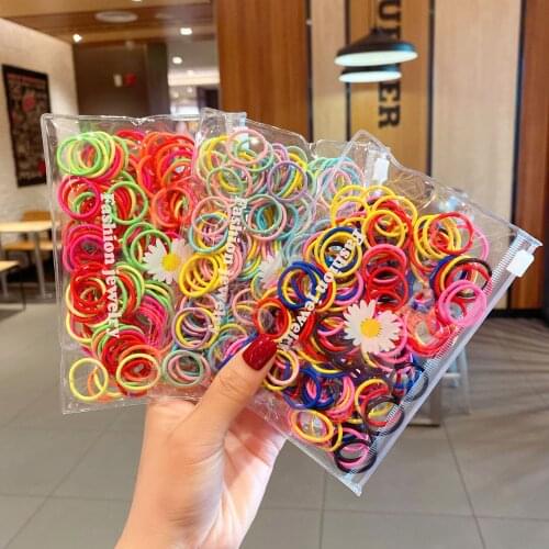100 pcs/lot Small Hair Ties Gum Colorful Nylon Rubber Bands Headband Scrunchies Elastic Hair Bands For Girls Hair Accessories