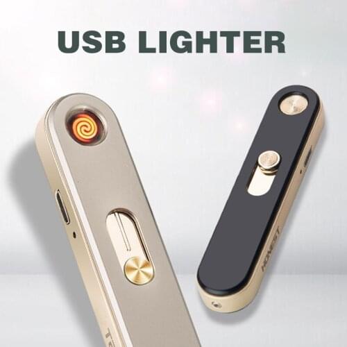 2PCS HONEST USB Lighters Rechargeable Ultra-thin Male Personality Plasma Flameless Electric Lighters Gadgets For Men