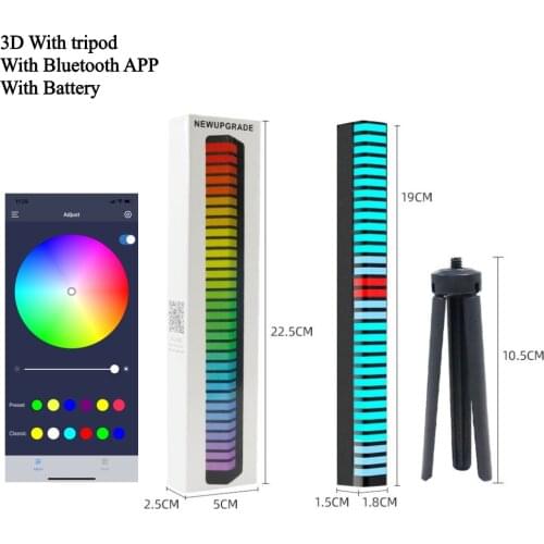 3D 40LED Voice APP Control Stereo Music Spectrum LED Light Audio Level Indicator Amplifier VU Meter Car Player Atmosphere Lamps