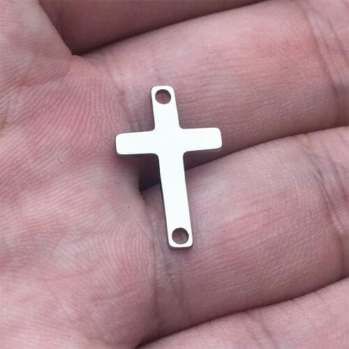 Small Cross symbol Jewelry Steel 5pcs crosses Pendant Handmake Jewelry Design crucifix connector Body Jewelry Making Findings
