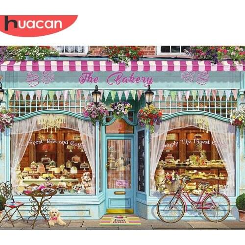 HUACAN 5d Diy Diamond Embroidery Mosaic Shop Full Square/round Diamond Painting Cake Shop Wall Stickers