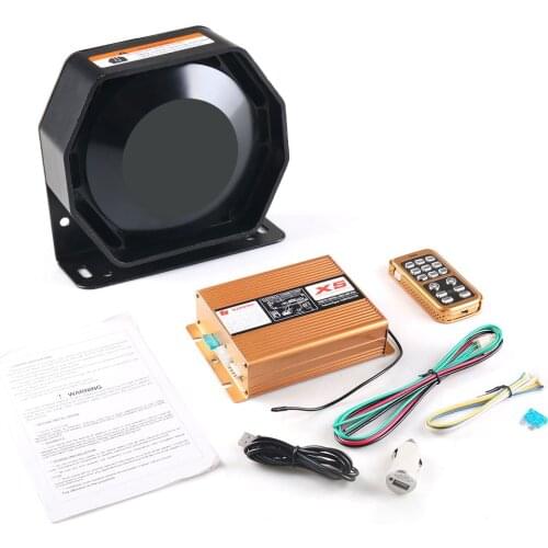 8 Sound Loud 200W 12V Car Warning Alarm Police Siren Horn Speaker with MIC System and Wireless Remote Control