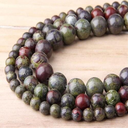 15.5"Natural Dragon Bloodstone Bead 4 mm 6 mm 8 mm 10 mm 12 mm Polished Beads For DIY Making Jewelry Bracelet Men Women Necklace