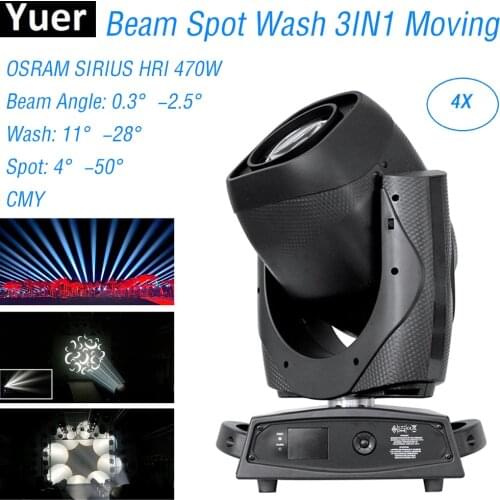 4Pcs/Lot 470W Moving Head Light 3IN1 Beam Spot Wash Effect DMX512 Control DJ Equipments Disco Party Club Bar Sound Stage Lights