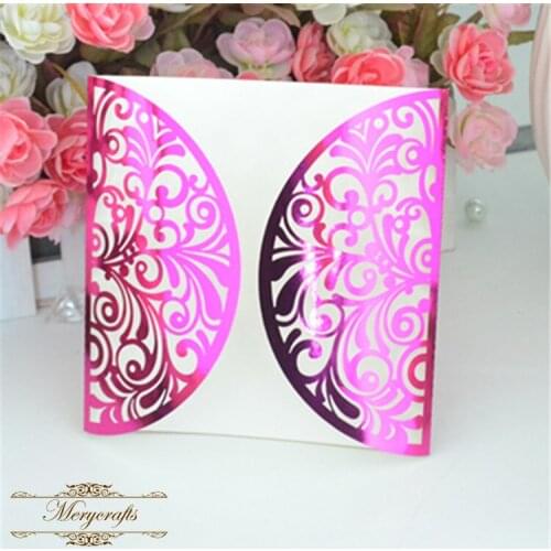 2017 hot sale wedding card & New design invitation card & arabic japanese metal pink wedding invitation card
