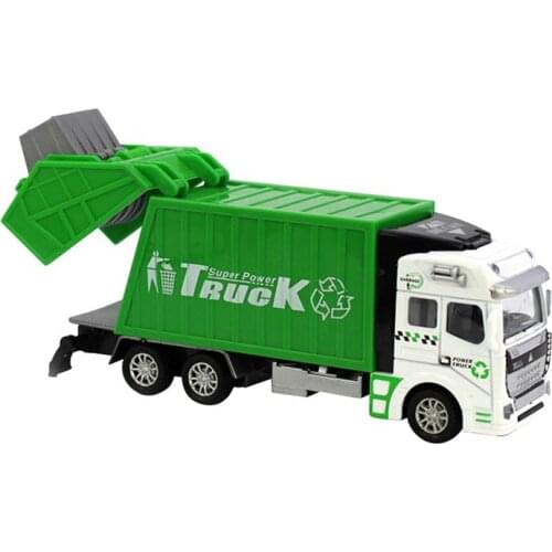 Garbage Truck Toy Friction Powered Pull-back Alloy Car Cool Trash Truck Game for Toddlers Kids