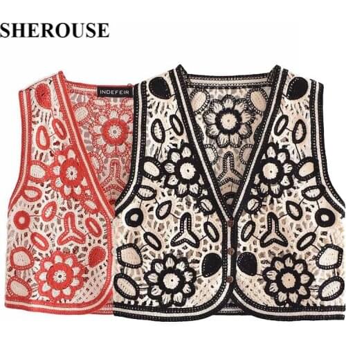 2021 New Summer Women Knitted Cardigan Vest V-Neck Cropped Tank Vest Chic Lady Fashion Casual Woman Vest