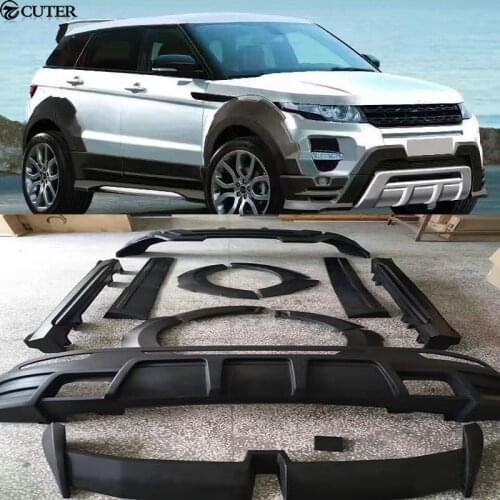 Hot Wide Car body kit PU Unpainted front Rear bumper side skirts Round eyebrows for Range Rover Evoque 14-17