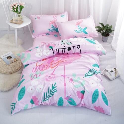 Light Pink Flamingo Panther 100% Cotton Twin Single Summer Bedlinen Duvet Cover Sets for Girls Boys Bedroom Decor Jogo de Cama