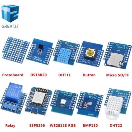 Esp8266 D1 Mini Pro Wifi Development Board Nodeu Ws2812 Rgb Dht11 Dht22 Am2302 Relay Ds18b20 Bmp180 Motor For Wemos Diy Kit