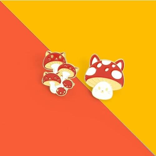 Lovely Mushroom Enamel Lapel Pins Cartoon Plant Brooches for Women Men Unisex Bag Hat Backpack Jewelry Gift for Friend Wholesale