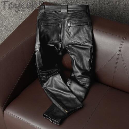 Genuine 200% Leather Pants Men Cowhide Trousers Motorcycle Pants Plus Size 66xl Autumn Winter Pantalon Cuir Homme LW