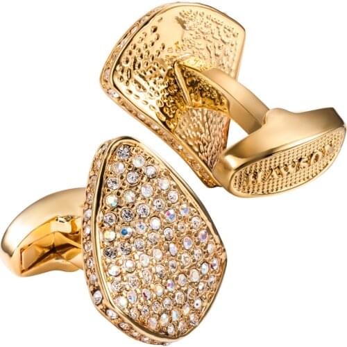 HAWSON Crystal Cufflinks for Men Fashion Luxury Irregular French Shirt Cufflinks High Quality Suits Accessories