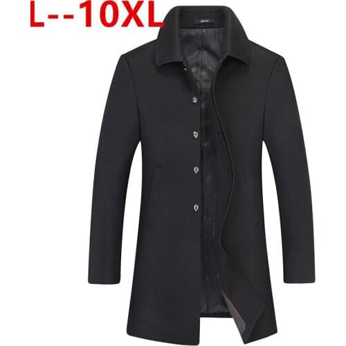 10XL 8XL 6XL Men Wool Blends Coats Autumn Winter New Solid Color High Quality Mens Wool Coats Luxurious Wool Blends Coat Male