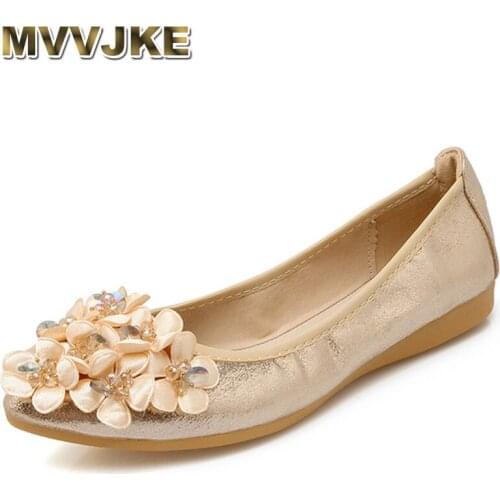 MVVJKE New Fashion Foldable Ballet Women Flats Flowers Spring Autumn Comfort Flat Shoes Woman Slip On Summer Women Shoes E059