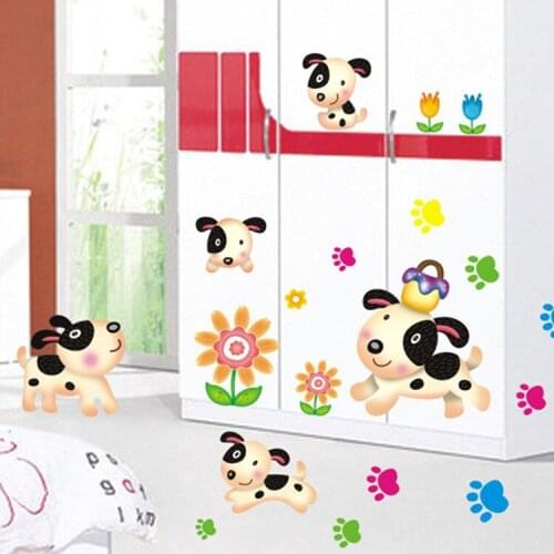 New Arrive Lovely Pudding Dog Pvc Wall Sticker Cute Animal Wall Art Home Decals Kids Room Kindergarten Decoration Wallpaper