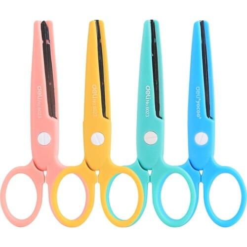 Deli Childrens Safety Scissors Manual Cartoon Stationery Scissors Childrens Office School DIY Students Art Plastic