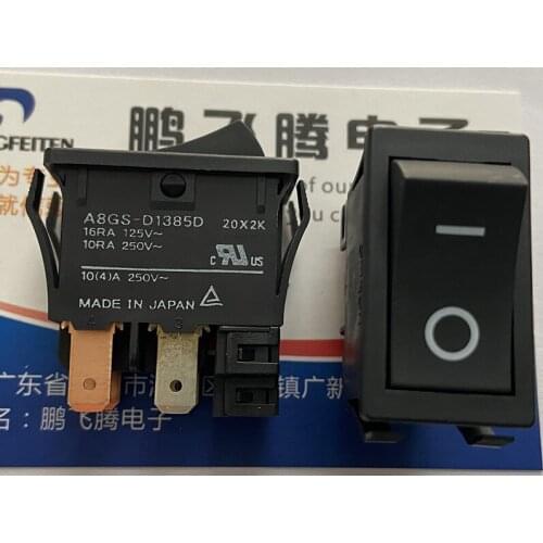 Original new 100% A8GS-D1385D high current rocker switch 10A250V 4pin 2 gear with terminal warping