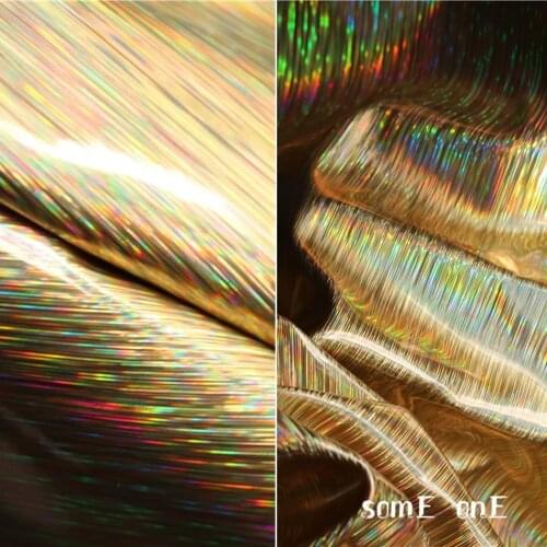 Iridescent Color Change Leather Fabric Gold Waterproof DIY Bag Stage Clothes Dress Artificial Leather Designer Fabric 50*130cm