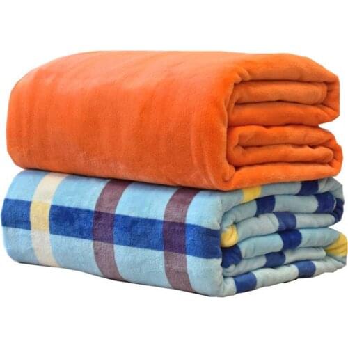 Plaid Coral Fleece Blanket Soft Warm Flannel Throw Blanket Solid Color Plaid A Blanket on the Sofa Adult Kid Bedspread Bed Cover
