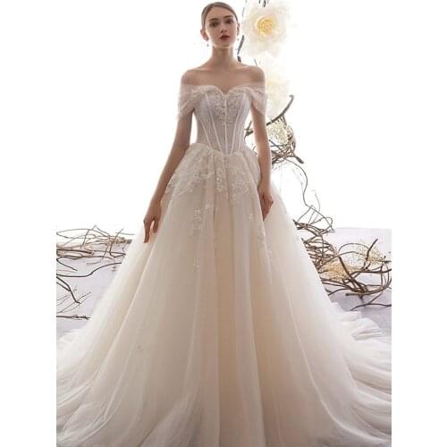 Appliques Court Off-The-Shoulder Short Sleeves Hall Wedding Dress свадебное платье vestidos de novia suknia ślubna
