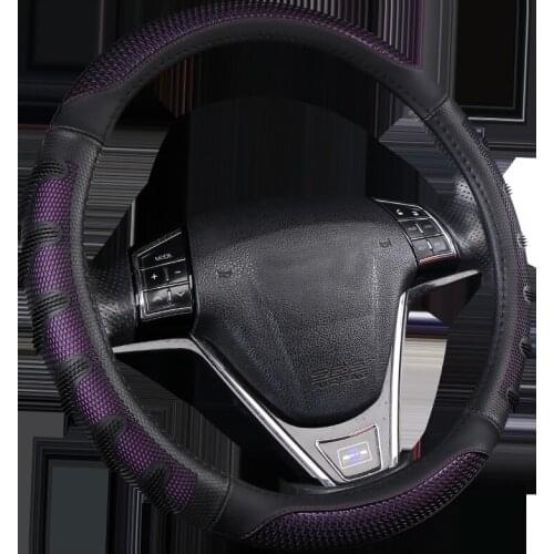 Universal Car PU Leather Steering-Wheel Covers Anti-slip Skidproof Durable 38CM/15" Dynamic Fibre Handmade Steering Wheel Cover
