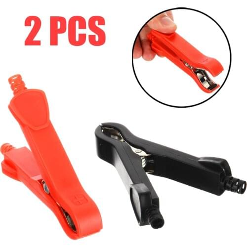 2Pcs 30A Red + Black 90mm Crocodile Car Caravan Van Battery Test Lead Clips Alligator Clips Electronic Accessories