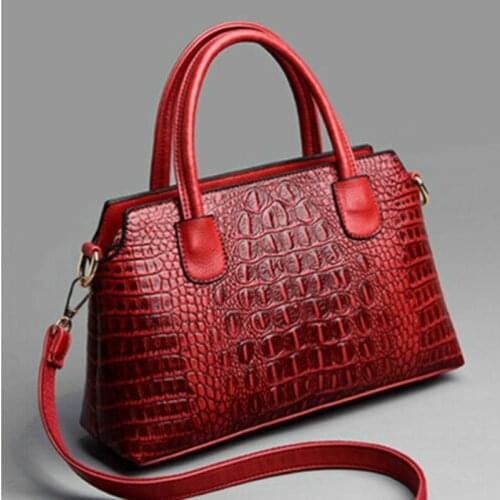 Women PU Crocodile Embossed Leather Handbag Satchel Tote Shoulder Bag Crossbody