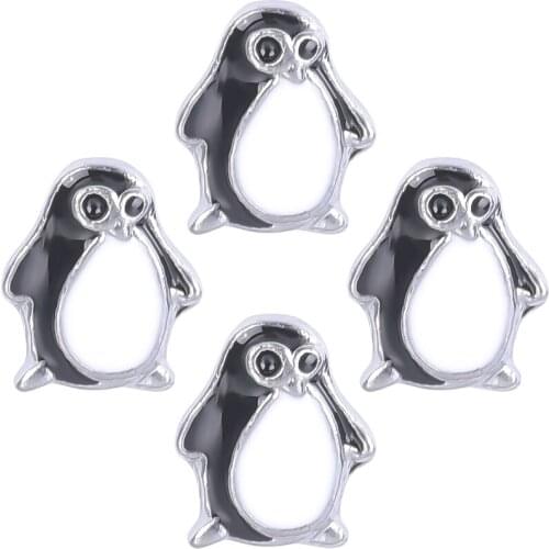 20Pcs/lot Cute Penguin Floating Charms Making Animal Pendant Glass Locket Jewelry
