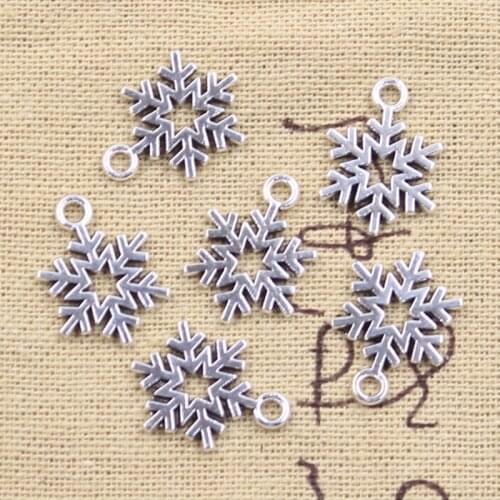 20pcs Charms Snow Snowflake 19x13mm Antique Silver Color Pendants Making DIY Handmade Tibetan Finding Jewelry