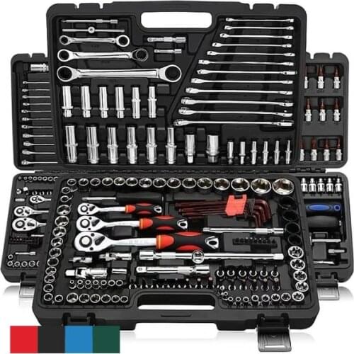 46pcs Socket Ratchet Car Repair Tool Wrench Set Head Ratchet Pawl Socket Spanner Screwdriver Professional Metalworking Tool Kit