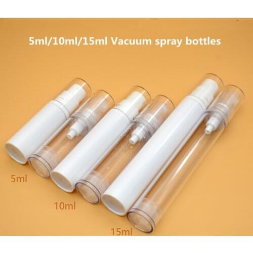 5/10/15ml Wholesal Empty Vacuum Spray Bottle Pressing Plastic Travel Portable Perfume Lotion Sample Refillable Bottle