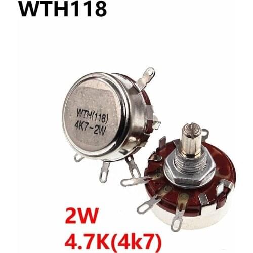 5Pcs WTH118 2W 4.7K 4K7 Single Turn Carbon Film Potentiometer