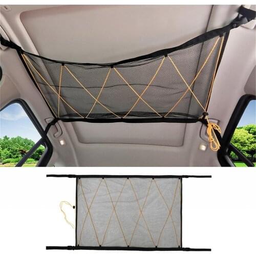 Car Ceiling Storage Net Pocket-Universal Car Roof Interior Cargo Net Bag with Zipper Car Trunk Storage Auto Universal