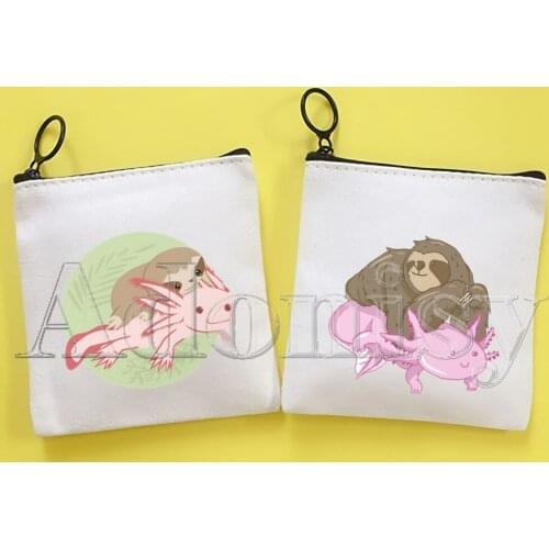 Axolotl Korean Version Simple Coin Purse Coin Purse Female Student Canvas Cute Key Bag Mini Clutch Small Purse