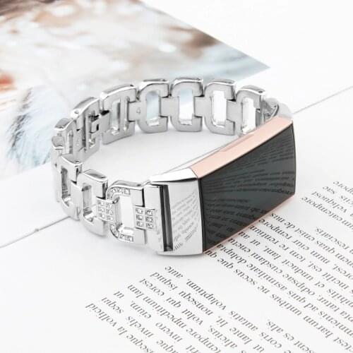 For Fitbit Charge 3 Band zinc alloy Metal Wrist Strap Replacement Silver Bling Rhinestone Bracelet Belt for Fitbit Charge 4