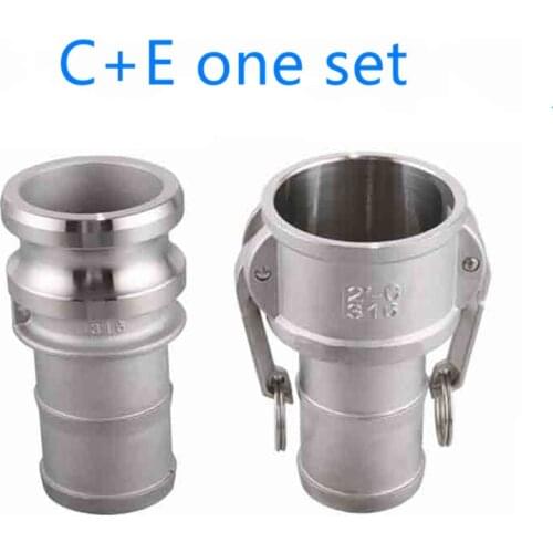 C+E one set of Camlock Fitting Adapter Homebrew 304 Stainless Steel Connector Quick Release Coupler 1/2"3/4"1” 1-1/4"1-1/2"