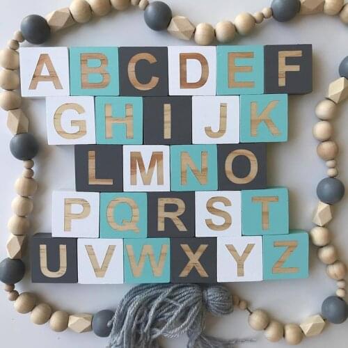 Wood Letters Baby Room Decor House Letter Decoration Nordic Wooden Alphabet Number Blocks Set Cosas De Casa Para El Hogar